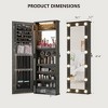 Fredees Farmhouse Jewelry Cabinet with 10 LED Lights, Tall Lockable Wall or Door-Mounted Armoire Organizer with Mirror - 2 of 4