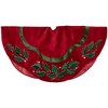 Northlight 48" Red and Green Velveteen Holly Christmas Tree Skirt - 3 of 4