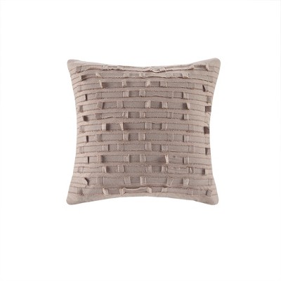 Gracie Mills Ortega Cotton Square Pillow - One Size - Taupe