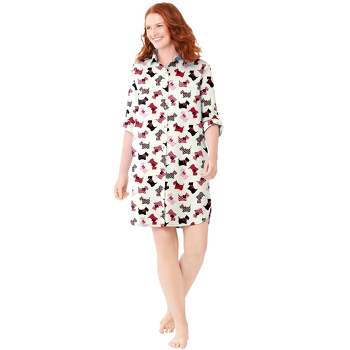 Dreams & Co. Women's Plus Size Sleepshirt In Plaid Flannel With Button ...