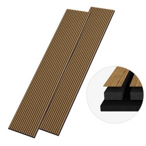 SMARTSTANDARD 105.9 in. x 20.47 in. x 0.9 in. Slat Wood Acoustic Sound Absorbing 3D Decorative Wall Paneling, 2-Pack - 1 of 4