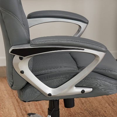 ErgoExec High-Back Swivel Executive Chair in Light Gray Mesh & Faux Leather
