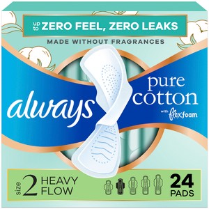 Always Pure Cotton Heavy Unscented Maxi Pads - Size 2 - 1 of 4