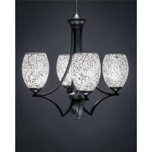 Toltec Lighting Zilo 4 - Light Chandelier in  Matte Black with 5" Black Fusion Shade - 1 of 1