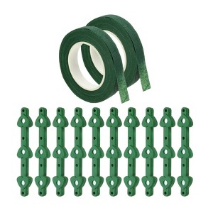 Unique Bargains Plastic Handmade Floral Corsage Brooches Pins and Clips Green 2.76"x0.47" 10 Pairs - 1 of 4