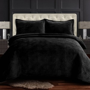 Tribeca Living Capri Medallion Velvet Oversized Quilt Bedding Set - 1 of 3