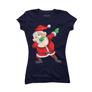 Junior's Design By Humans Christmas Dabbing Santa Claus By GiftsIdeas T-Shirt - 1 of 3