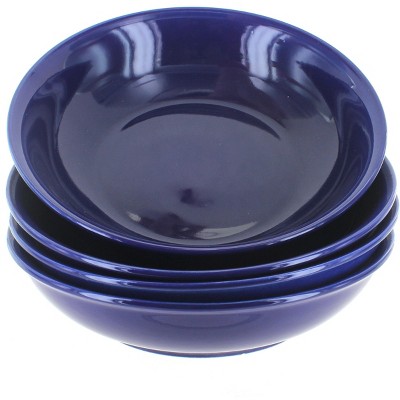 Blue Rose Polish Pottery Cobalt 4 PC Large Salad Bowl Set