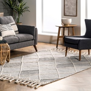 Nuloom Becca Diamond Trellis Tassel Wool Area Rug, 5' x 8', Beige - 1 of 4