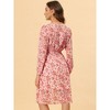 Allegra K Women's Floral Print V-Neck Smocked Waist Midi Dress - 4 of 4