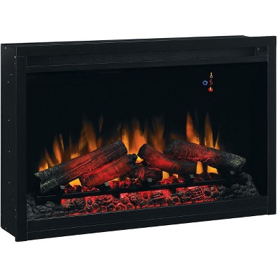 Classic Black Electric Fireplace Insert with Log Set and Remote Control