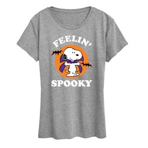 Women's Peanuts Feelin Spooky Short Sleeve Graphic T-Shirt - Heather Grey - 4X - 1 of 4