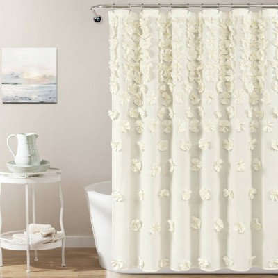 72"x72" Riley Single Shower Curtain Ivory - Lush Décor