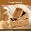 Aoibox Natural Rectangular Rattan Storage Baskets Set of 3, Hand Woven Food & Fruit Serving Baskets, Wicker Organizer for Living Room, Bedroom,Kitchen - 3 of 4