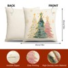 Pink Christmas Throw Pillow Covers 18x18 Set of 4 Green Winter Christmas Trees Snowman Reindeer - 2 of 4
