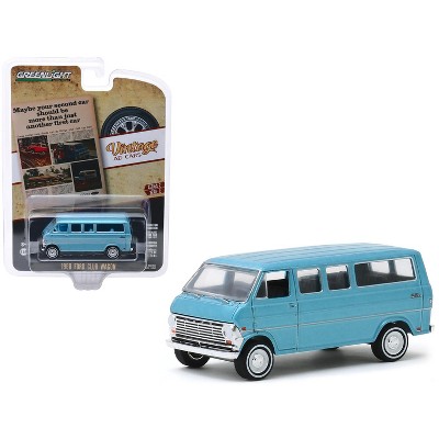  1968 Ford Club Wagon Van Light Blue "Vintage Ad Cars" Series 2 1/64 Diecast Model Car by Greenlight 