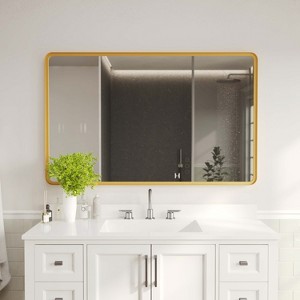 Flash Furniture Ava Metal Deep Framed Wall Mirror - Large Accent Mirror for Bathroom, Entryway, Dining Room, & Living Room - 1 of 4