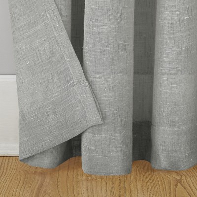 Gray Sheer Linen Blend Grommet Top Window Panel