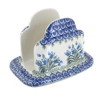 Blue Rose Polish Pottery 487 Ceramika Artystyczna Napkin Holder