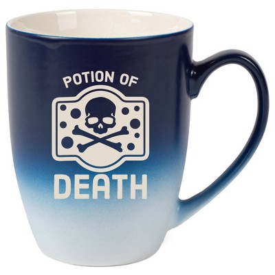 100 North Magic Potion 10 Ounce Navy Blue and White Two Toned Ombre, Comfortably Fits Your Hands, Ceramic Tea Coffee Cup Mug, Potion Of Death