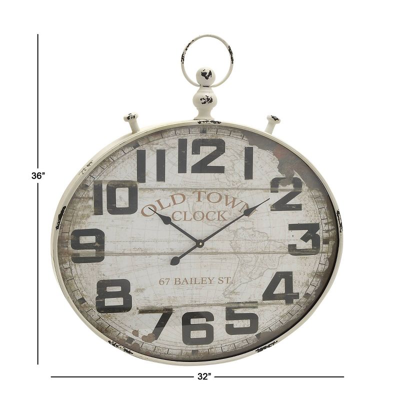 Metal Pocket watch Style Wall Clock White - Olivia &#38; May, 3 of 7