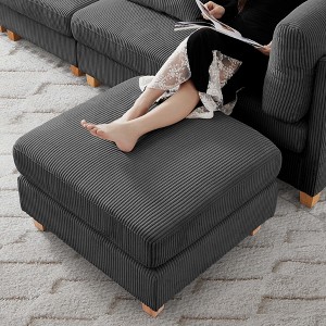 MYINDA Oversized Footrest, Corduroy Upholstery with Wooden Legs, Removable Ottoman for Entryway, Living Room, Sofa Supplemental Seating - 1 of 4