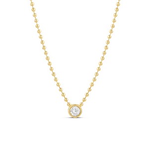 SHYMI Bezel Round Pendant Ball Chain Necklace — 18k Gold-Filled, Rhodium - Plated, Cubic Zirconia, Adjustable Chain - 1 of 1
