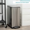 Home Zone Living 13 Gallon Dual Compartment Stainless Steel Kitchen Trash Can with Step Pedal and Soft Close Lid, Silver - 3 of 4