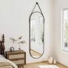 Oval Full Length Mirror (48x16") - Black Aluminum Frame & Leather Strap. For Bathroom, Living Room, Entryway Decor - 2 of 4