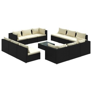 vidaXL Outdoor Lounge Set Black, Cream - 1 of 4