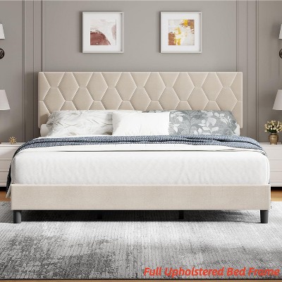TWIN XL/Twin/Full /Queen/King Upholstered Bed Frame Heavy-Duty Platform Bed Frame w/ Upholstered Headboard and Strong Wood Slats