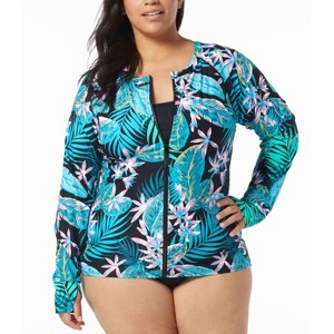 Beach House Sport Plus Size Ava Zip Front Rash Guard - 1 of 2