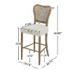 GDFStudio Wracy Upholstered 30" Rattan Back Rubber Wood Frame Barstool with Footrest, Light Brown - 3 of 4