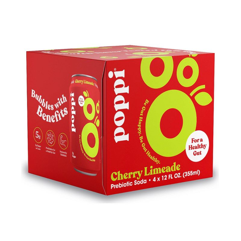 Poppi Cherry Lime Prebiotic Soda - 4pk/12 fl oz Cans, 1 of 5