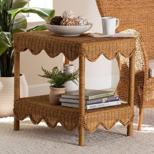 bali & pari Oteria Scalloped Rattan Side Table Light Honey - 1 of 4