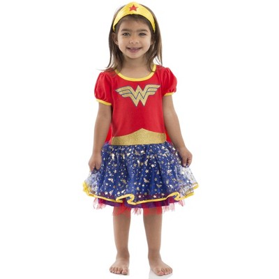 Warner Bros. Justice League Wonder Woman Toddler Girls Costume Caped Dress Headband Set 