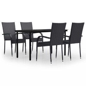 vidaXL Patio Dining Set Outdoor Dining Set Table and Chair Set for Garden - Black 55.1" Table Length 4 Items - 1 of 4