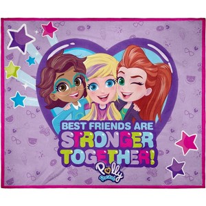 Intimo Polly Pocket Toys Best Friends Super Soft And Cuddly Plush Fleece Throw Blanket Purple - 1 of 3