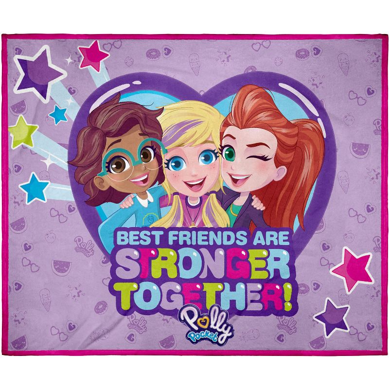 Polly Pocket Toys Best Friends Super Soft And Cuddly Plush Fleece Throw Blanket Purple, 1 of 4