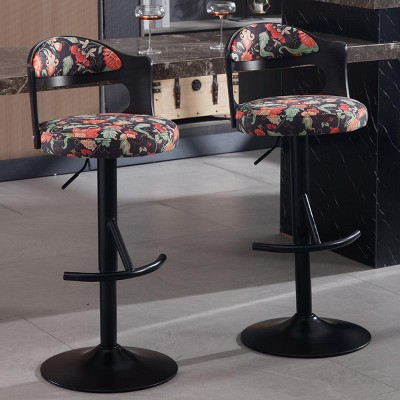 NicBex Swivel Adjustable Height Bar Stools Set of 2,Counter Height Bar Stools with Solid Wood Backrest,Bar Chairs for Dining Room,Kitchen,Cafe