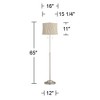 360 Lighting Abba Modern 65" Tall Standing Floor Lamp Skinny Pole Twin Pull Chain Silver Metal Brushed Steel Finish Bedroom Drum Kinmen Cream Shade - 4 of 4