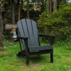 ORRD HDPE Folding Adirondack Chair with Dual Cup Holders, Wood Texture Composite Outdoor Chair, White - 2 of 4