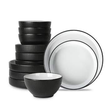 Christian Siriano Larosso 12-Piece Dinnerware Set Stoneware, Service for 4