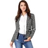 INSPIRE CHIC Women's Notched Collar Long Sleeve Button Front Striped Blazer - 2 of 4