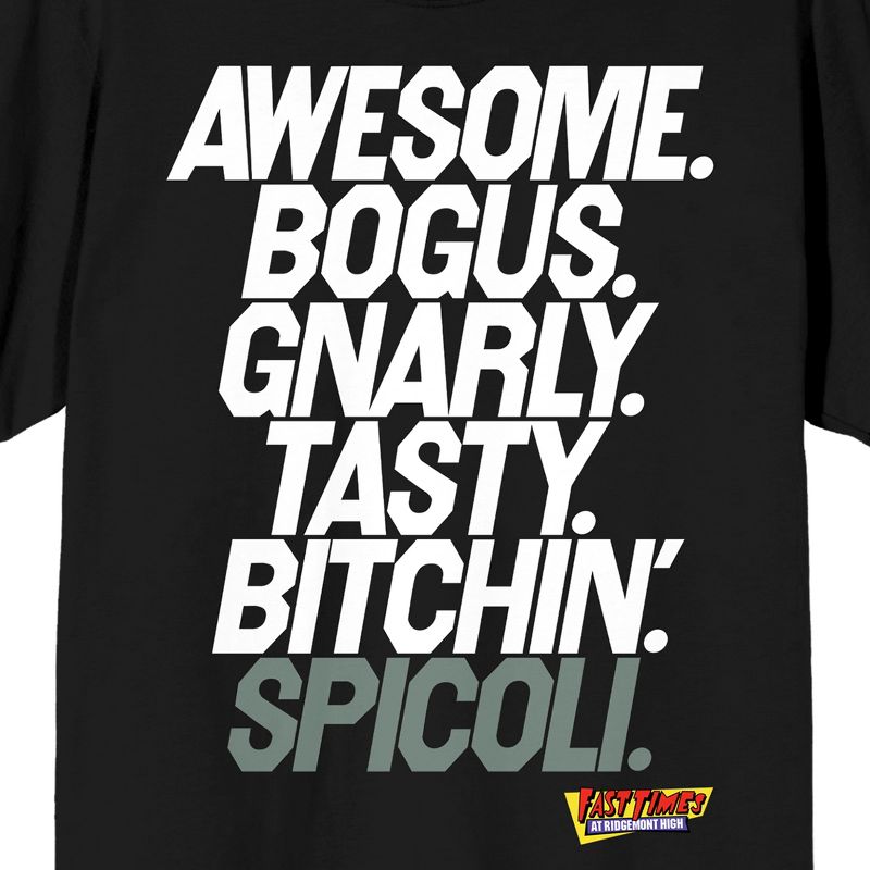 Fast Times At Ridgemont High Awesome Bogus Gnarly Spicoli Crew Neck Short Sleeve Black Men's T-shirt, 2 of 4