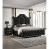 1pc Traditional Glam 3-Drawer Nightstand Velvet Tufted Drawer Front Jewelry Tray Faux Crystal Drawer Knobs Black - 4 of 4