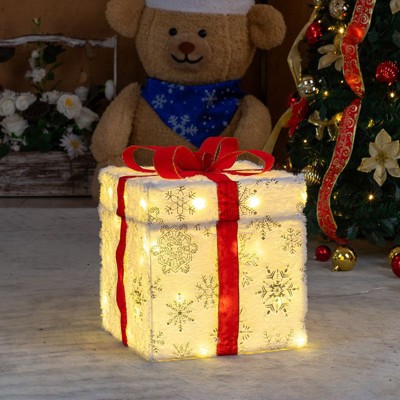 Karl Home 12 inch Lighted Electric Gift Box Christmas Decoration