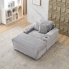TIRAMISUBEST Corduroy Single Sofa Set - Includes Ottoman & 3 Pillows, 2 Storage Spaces, Compact Lounge Chair - 3 of 4