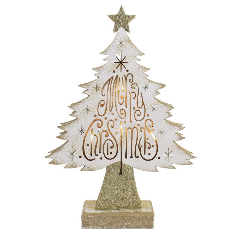 Christmas 10.5" Merry Christmas Lit Tree Led Battery Operated Star Ganz  -  Decorative Sculptures, 3 of 4