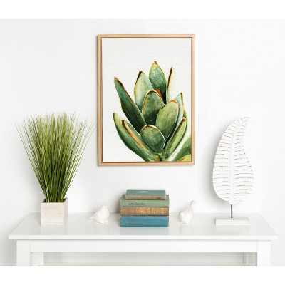 Sylvie Succulent 18 Framed Canvas Print in Natural Wood